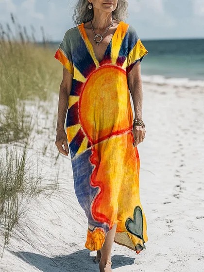 Comfortable Cotton Linen Boho Dress