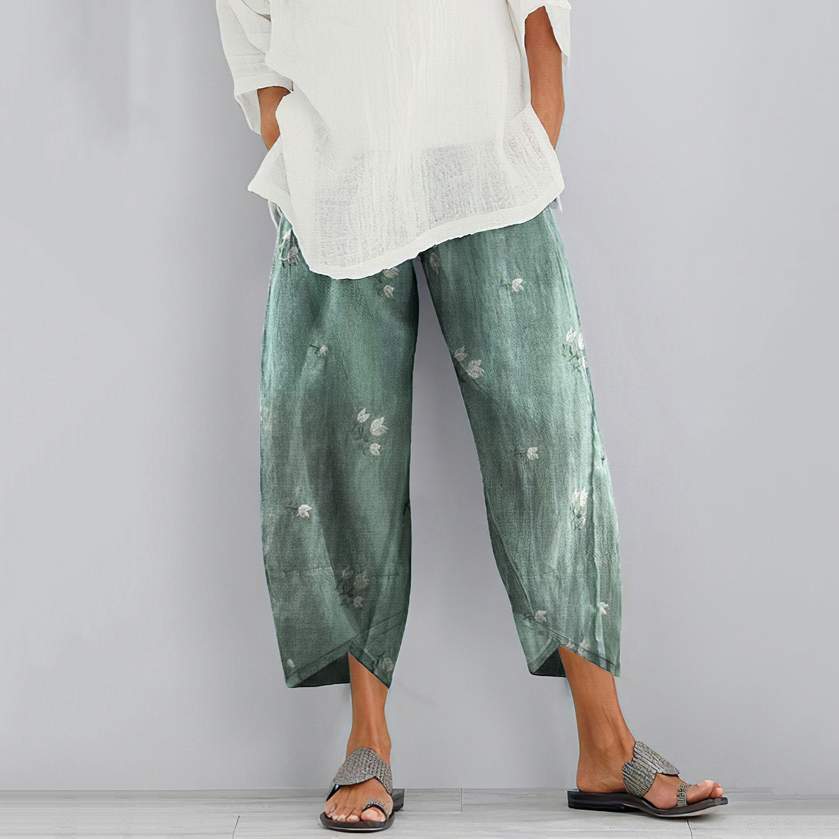Vintage Blended Cotton Loose Casual Pants