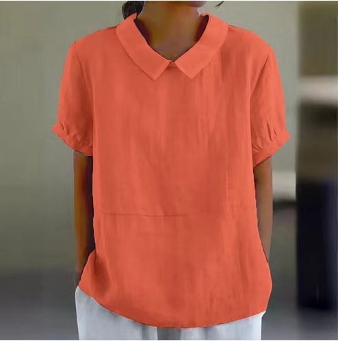 Classic cotton and linen solid color top