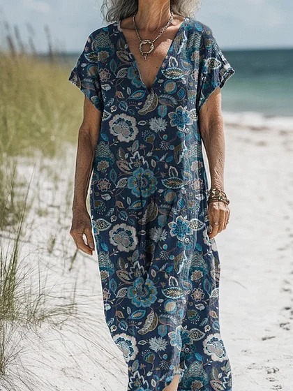 Comfortable Cotton Linen Boho Dress
