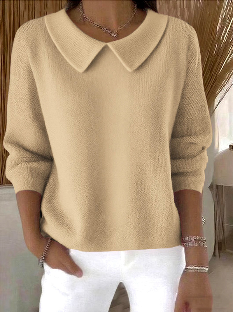 Women's Elegant Casual Peter Pan Collar 3/4 Sleeve Sweater