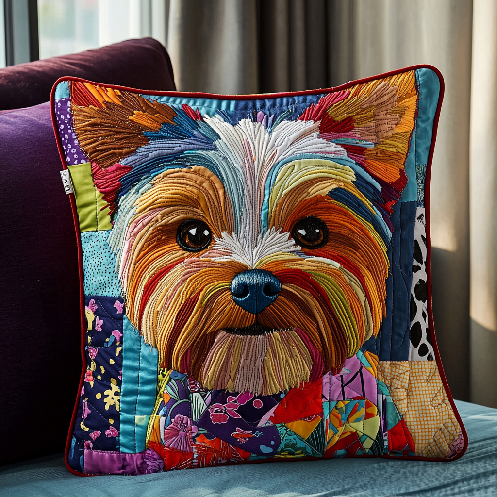 Yorkshire Terrier Quilted Pillow Case NCU0VT173