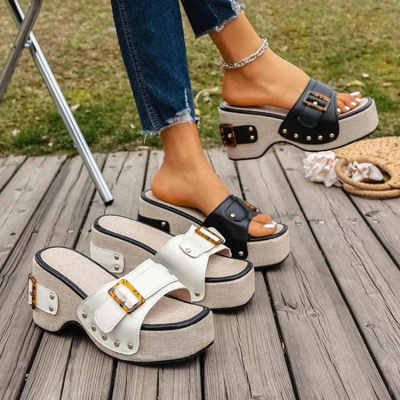 Buckle Chunky Platform Sandals for Women