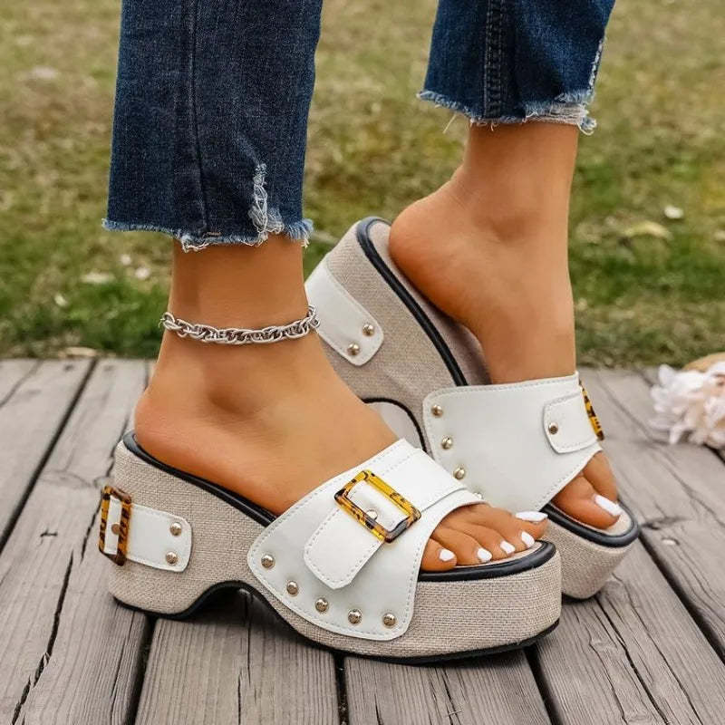 Buckle Chunky Platform Sandals for Women