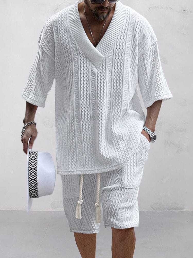 Casual Cable Knit T-shirt Set