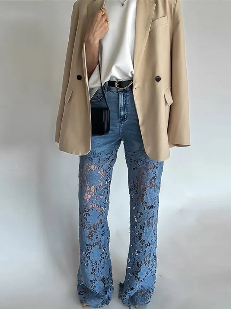 Ladies Elegant Lace Jeans