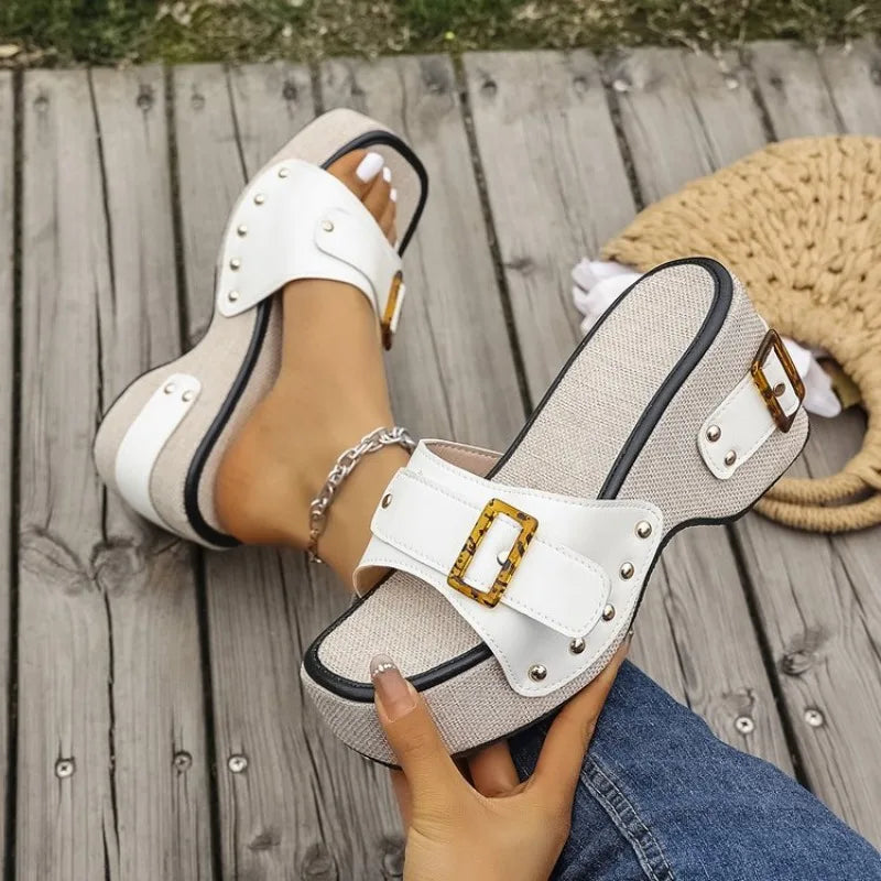 Buckle Chunky Platform Sandals for Women