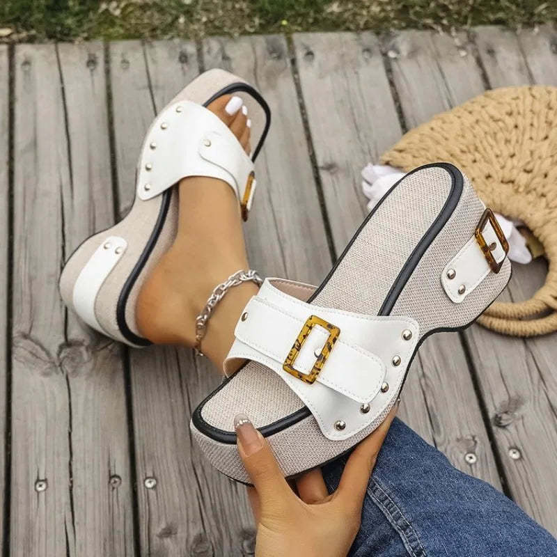 Buckle Chunky Platform Sandals for Women