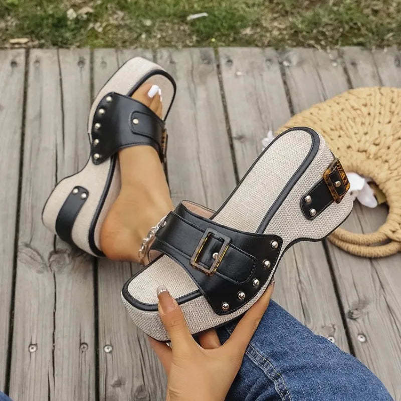 Buckle Chunky Platform Sandals for Women
