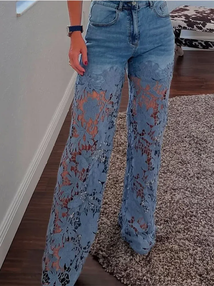 Ladies Elegant Lace Jeans