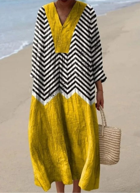 Kaia - Boho Vintage Geometric Pattern Dress