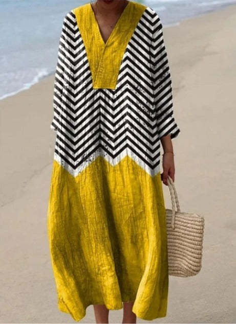 Kaia - Boho Vintage Geometric Pattern Dress