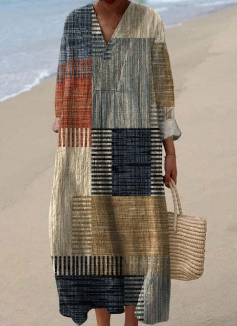 Finley - Retro Geometric Pattern Print Dress