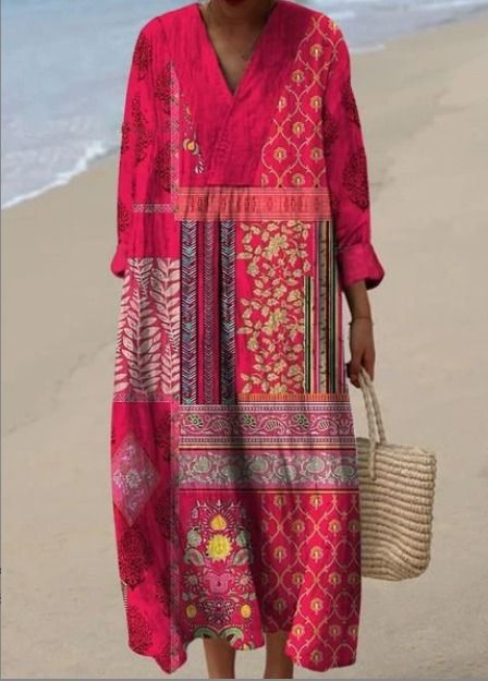 Juniper - Women's Vintage Colorful Ethnic Dress