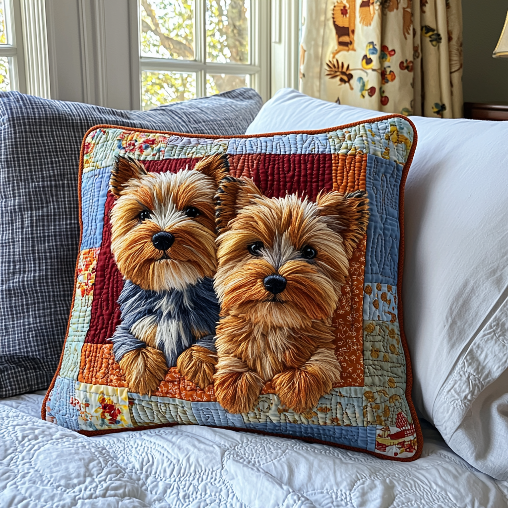 Yorkshire Terrier Quilted Pillow Case NCU0VT173
