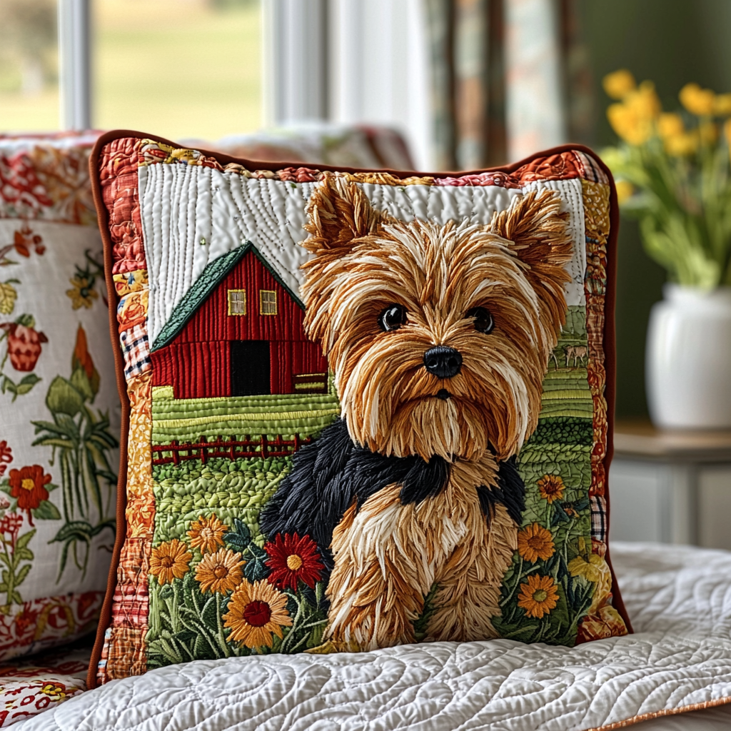 Yorkshire Terrier Quilted Pillow Case NCU0VT173