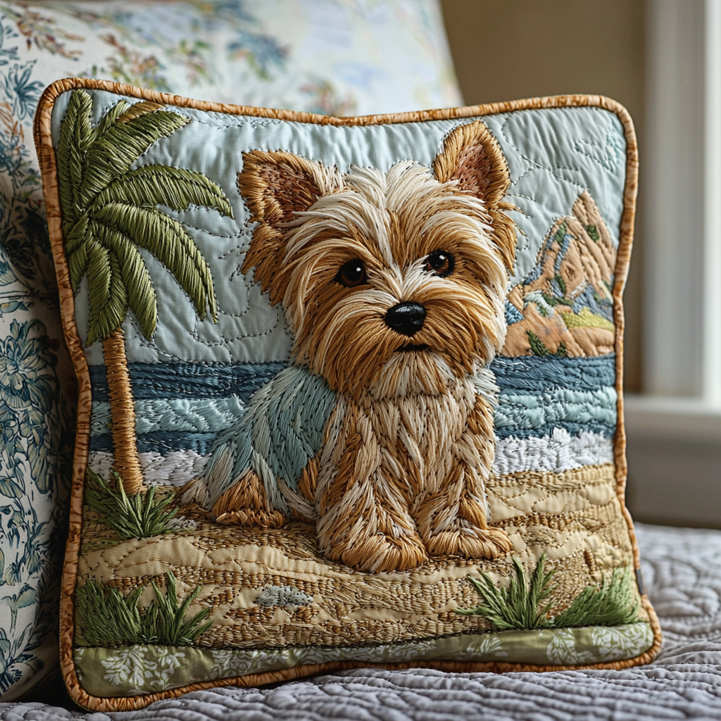 Yorkshire Terrier Quilted Pillow Case NCU0VT173