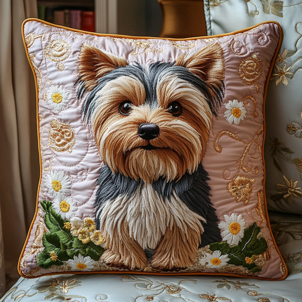 Yorkshire Terrier Quilted Pillow Case NCU0VT173
