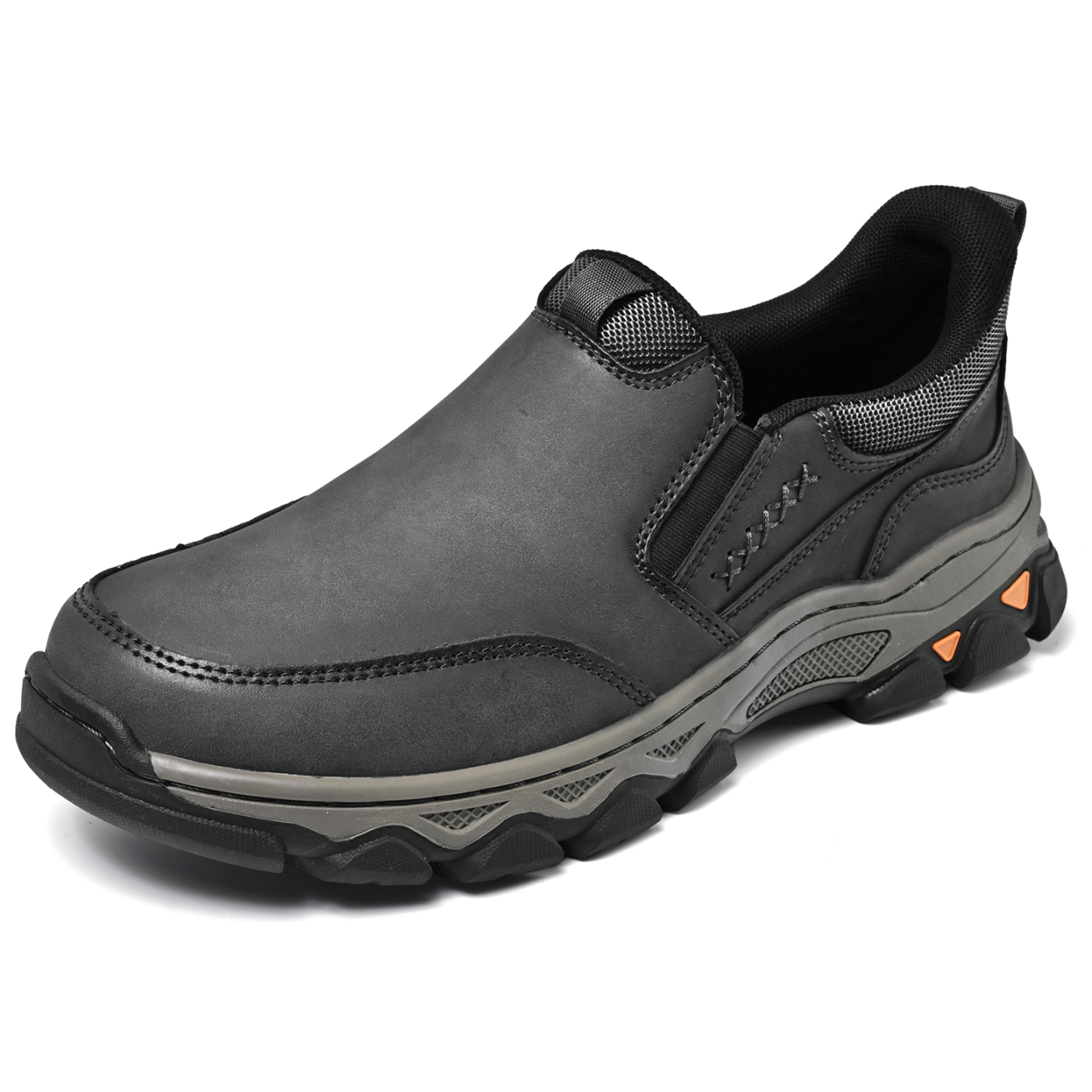 Enjerr Men's Orthopedic Slip-On Loafers - Arch Support, Wide Width, Breathable PU (Dark Brown/Black)