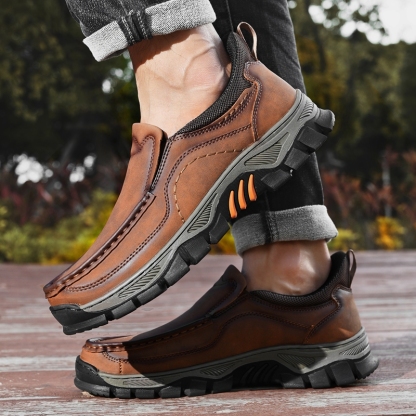 ⏰Promotion 60% OFF - 2025 New Men's Orthopedic Hands-Free Genuine Leather Slip On Loafers