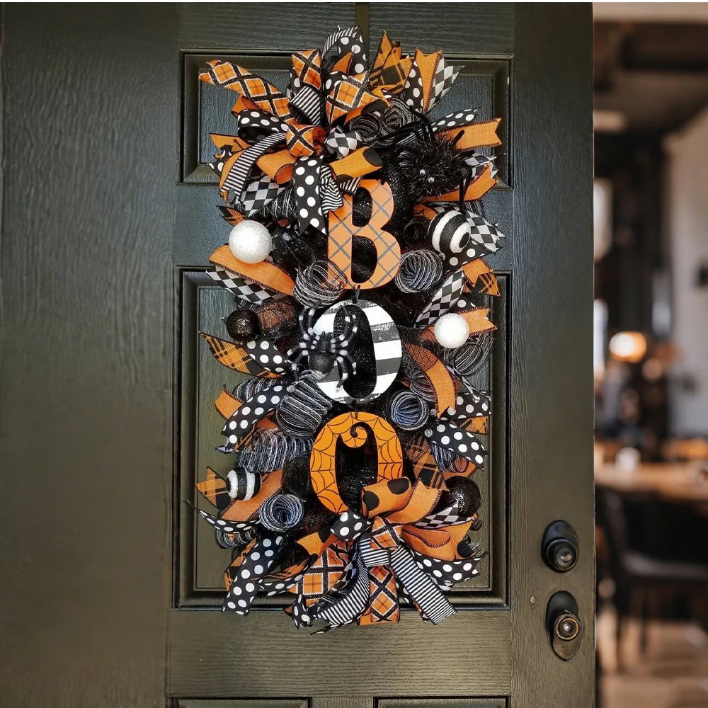 Halloween Wreaths For Front Door Boo Wreath