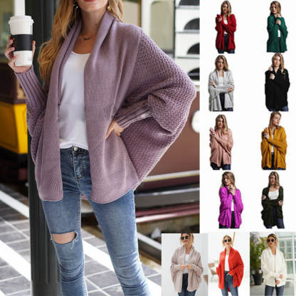 Bat sleeve Plus Size Long Knit Cardigan