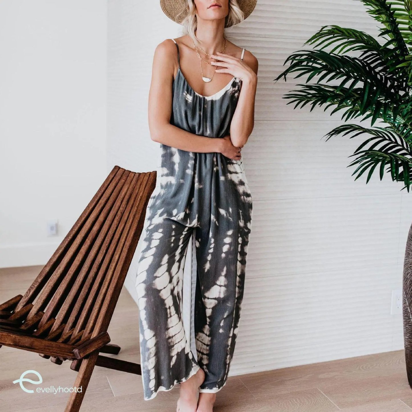 Plus Size Women Fashion Wide Leg Suspender Jumpsuit with Pockets Curvy Overalls