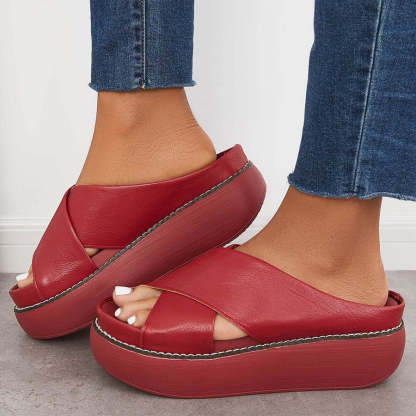 Platform Criss Cross Slides Slip on Arch Support Sandals