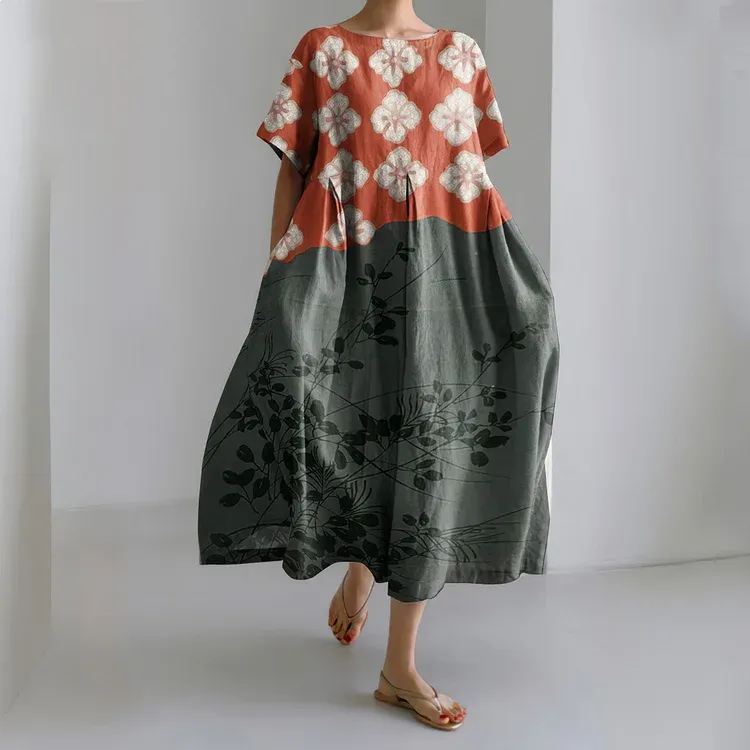 Casual Art Linen Blend Maxi Dress