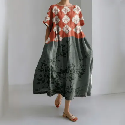 Casual Art Linen Blend Maxi Dress