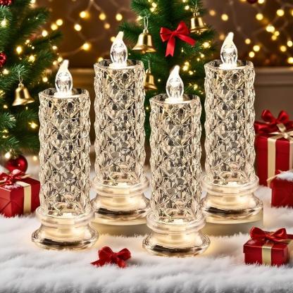 ✨🕯️LED Crystal Candle Lights 🌈Battery Operated with 6 Hour Timer