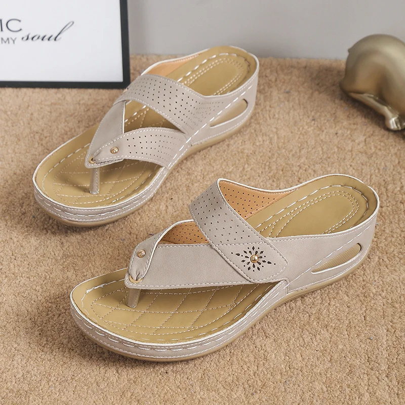 [#1 TRENDING SUMMER ] Summer New Hollow Toe Clip Ladies Bone Orthopedic Leather Sandals