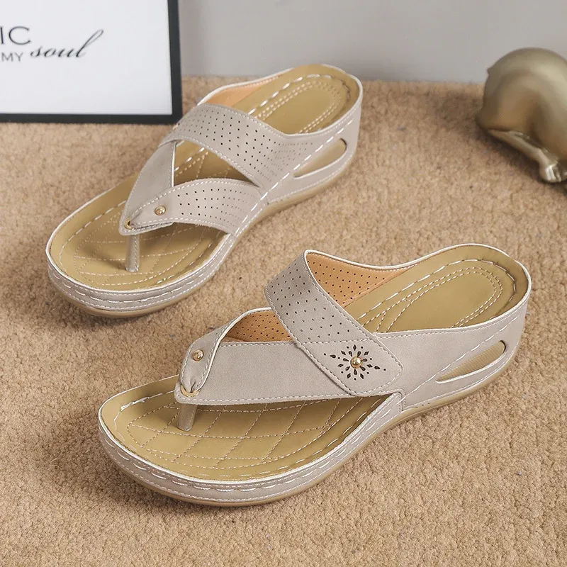 [#1 TRENDING SUMMER ] Summer New Hollow Toe Clip Ladies Bone Orthopedic Leather Sandals