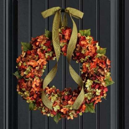 Autumn Blended Hydrangea Fall Front Door Outdoor Hydrangea Wreaths
