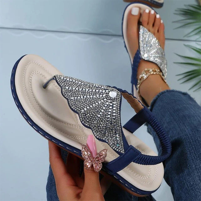 Women Casual Orthopedic Sandals, Crystal Rome Fashion Clip Toe Slippers