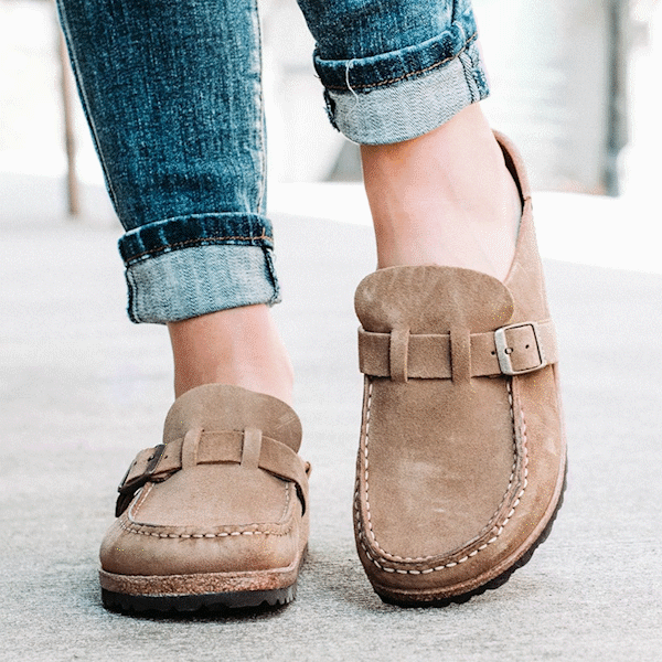 Women Soft Sole Casual Comfy Leather Slip On Sandals