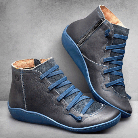 Premium Orthopedic Lace-Up Ankle Boots, Genuine Comfy Orthopedic Leather Boots, 2024 Design