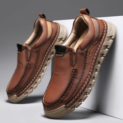 2025 Spring Men's Orthopedic Comfortable Genuine Leather Slip On Walking Shoes