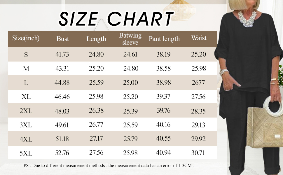 Pantalones Trajes para Mujer Traje de Lino 