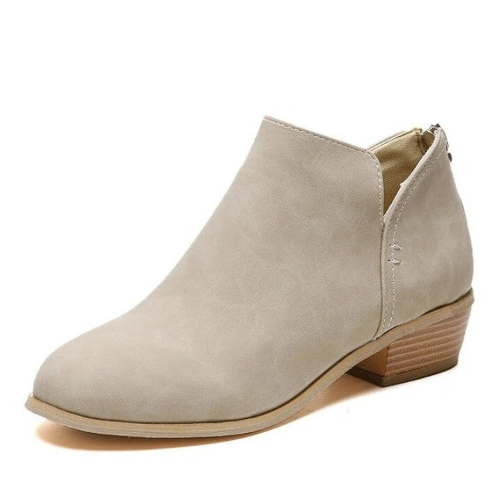 Women Orthopedic Ankle Boots Zipper Stacked Heel