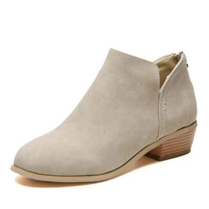 Women Orthopedic Ankle Boots Zipper Stacked Heel