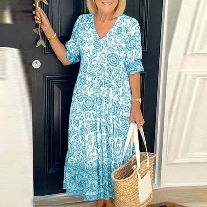 V-Neck Bohemian Dress