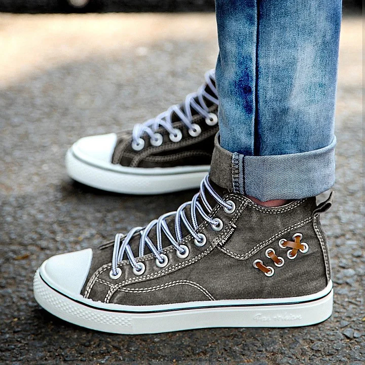 Women‘s Fashion Casual Denim Wear-Resistant High-Top Sneakers