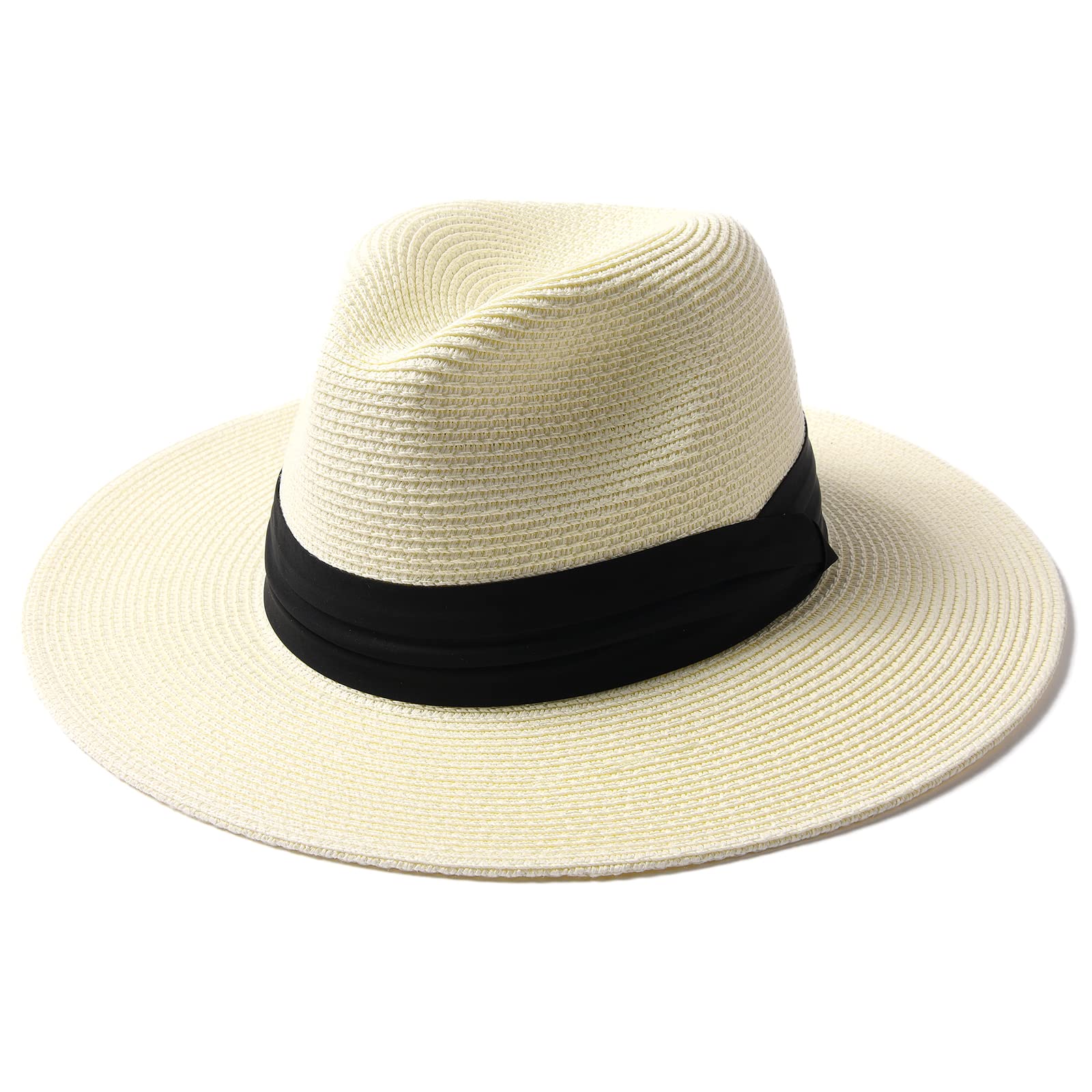 Packable Straw Fedora Panama Sun Summer Beach Hat Cuban Trilby