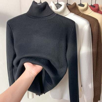 Winter fleece thick knitted bottoming shirt