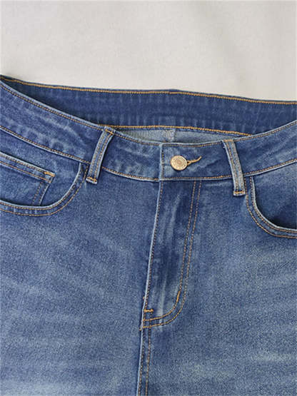 Women's Vintage Floral Embroidery Slim Fit Micro Flared Jeans