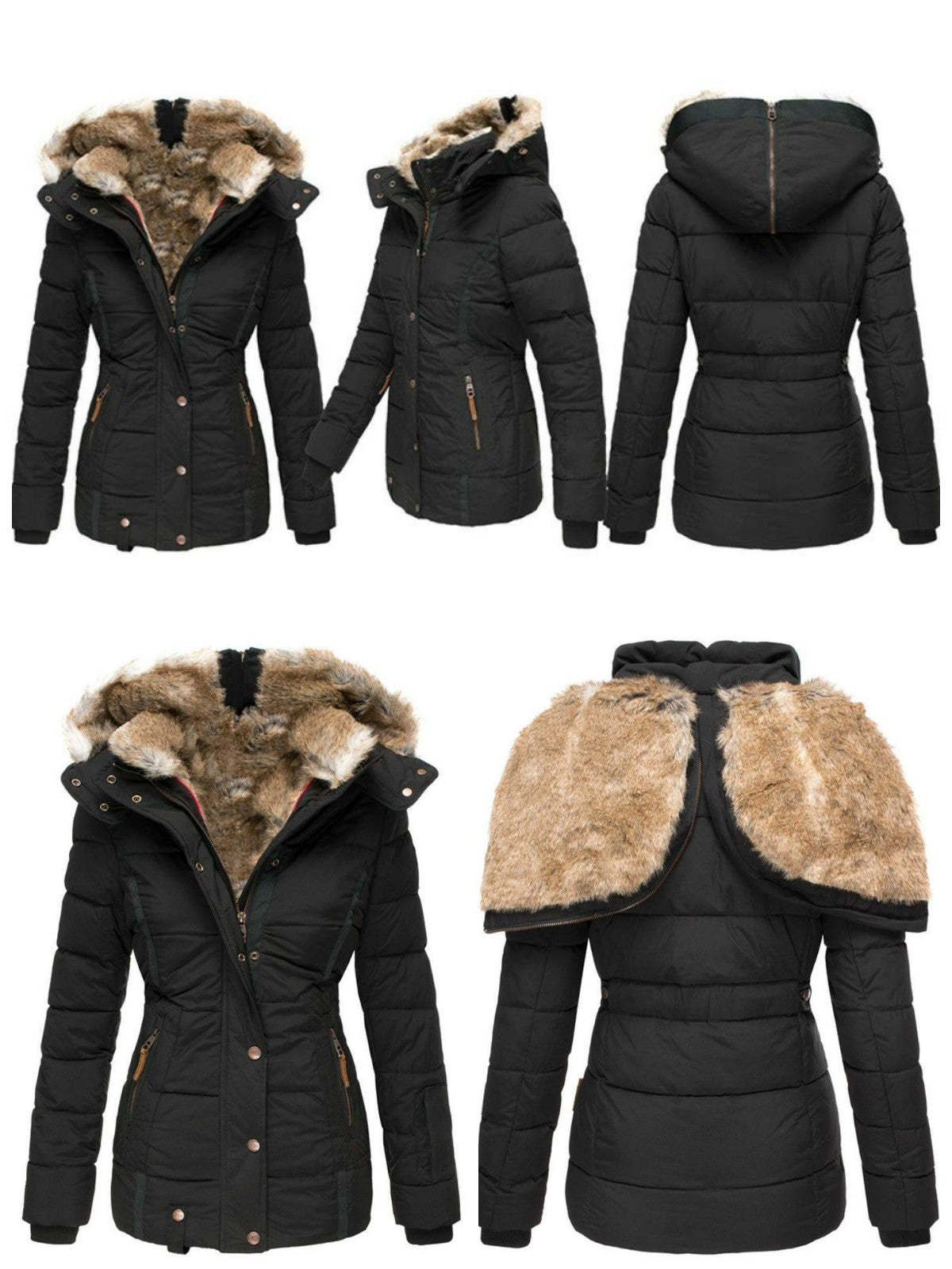 Women's Winter Outdoor Hiking Parka Coat with Faux Fur Lined Outdoor Windproof Coat