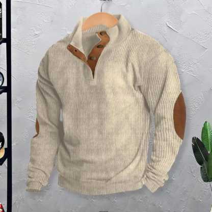 Men's Casual V-Neck Pullover Long Sleeve Rugby Shirt