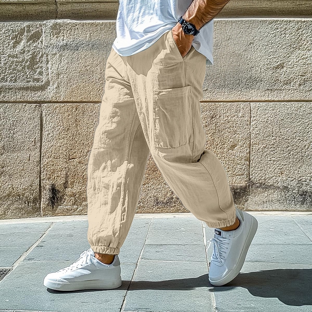 Men's Linen Pants Trousers Summer Pants Baggy Pants