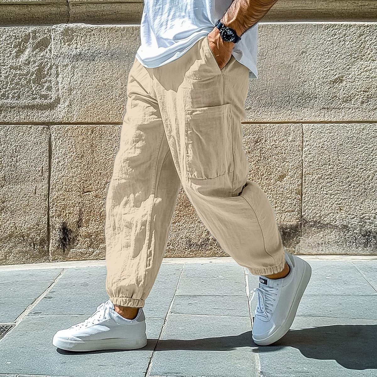 Men's Linen Pants Trousers Summer Pants Baggy Pants